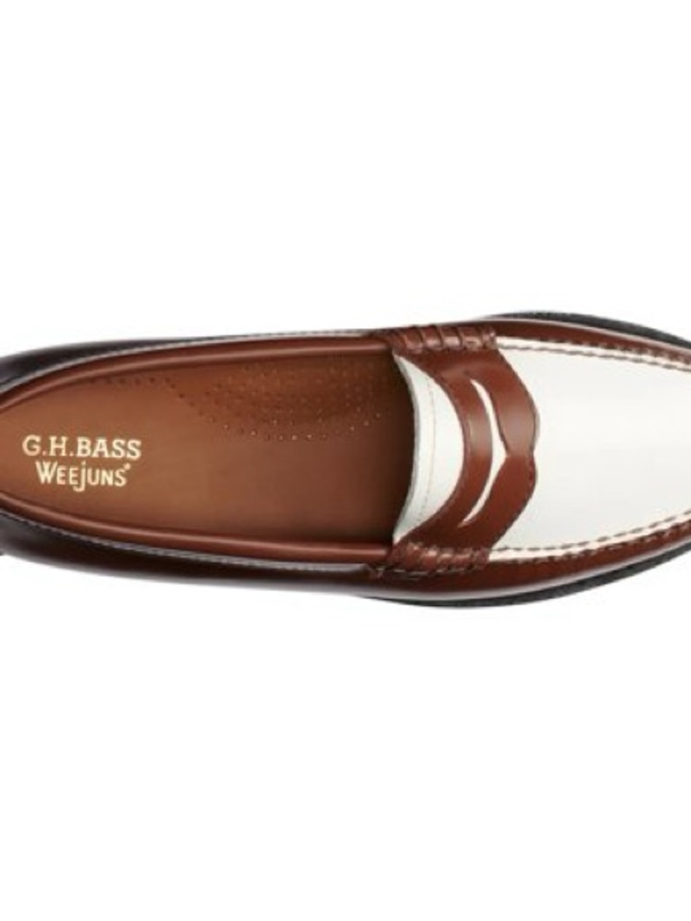 G.H. Bass & Co. Brown and White Penny Loafers